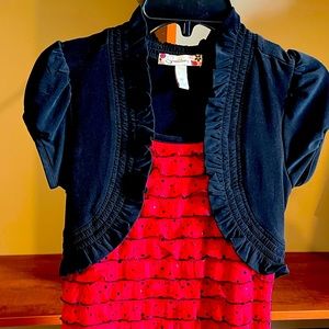 Girls dress, like new, sparingly worn, red and black dress.